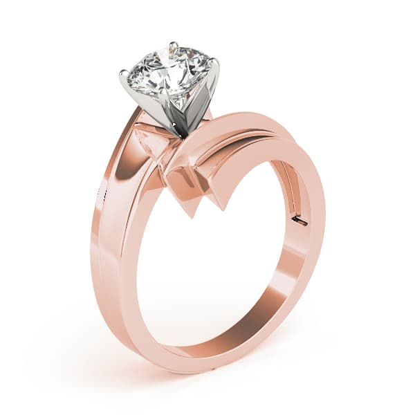 Bypass Solitaire Round Engagement Ring, style 80655, Top view in rose gold