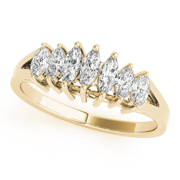 Fancy Shape Marquise Wedding Band (0.42 ct. tw.), Front view in yellow gold