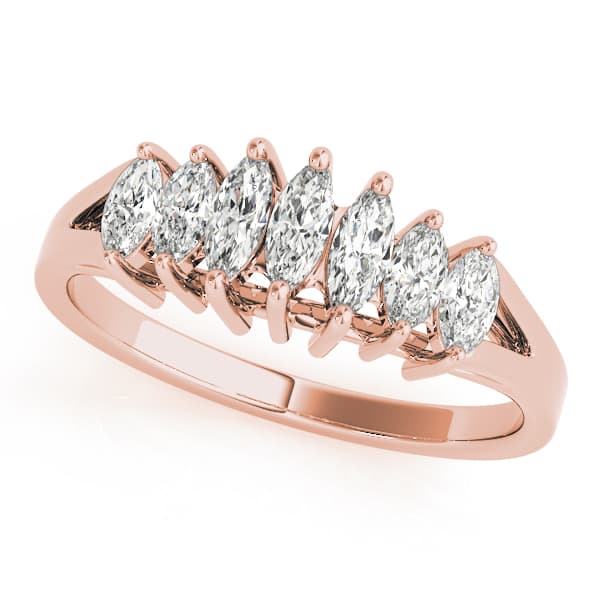 Fancy Shape Marquise Wedding Band (1.56 ct. tw.), Front view in rose gold