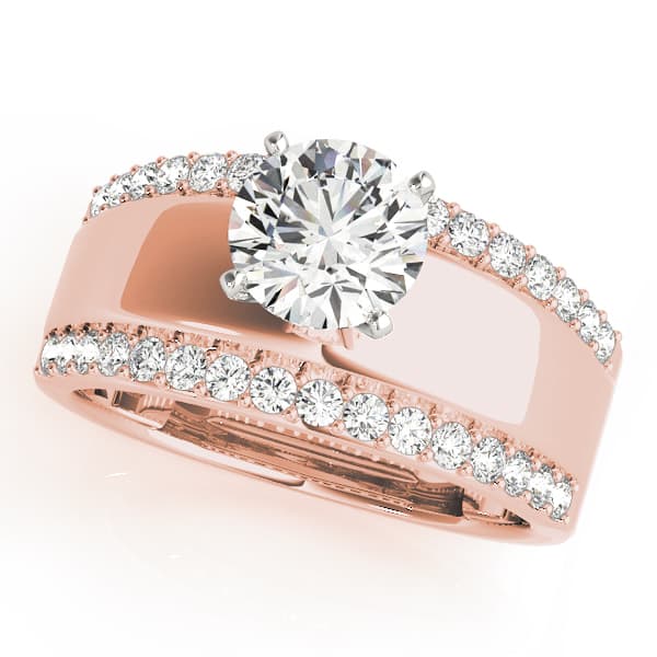 Classic Solitaire Engagement Ring, style 80693, Front view in rose gold
