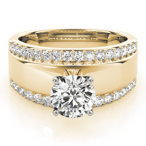 Classic Solitaire Engagement Ring, style 80693, On hand view in yellow gold