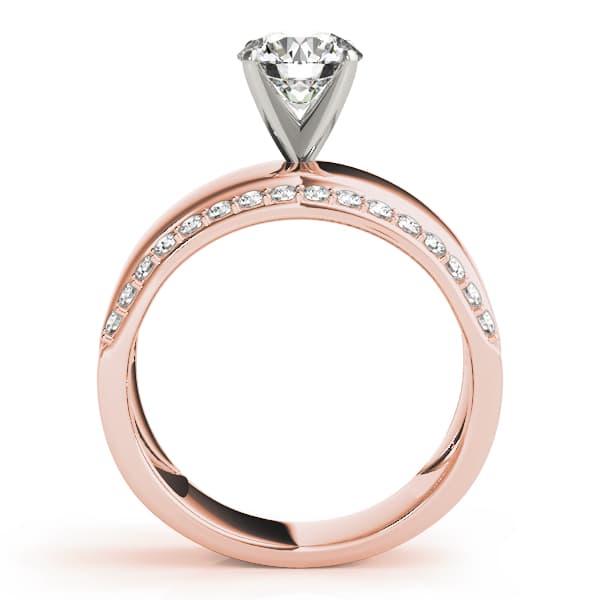 Classic Solitaire Engagement Ring, style 80693, Side view in rose gold