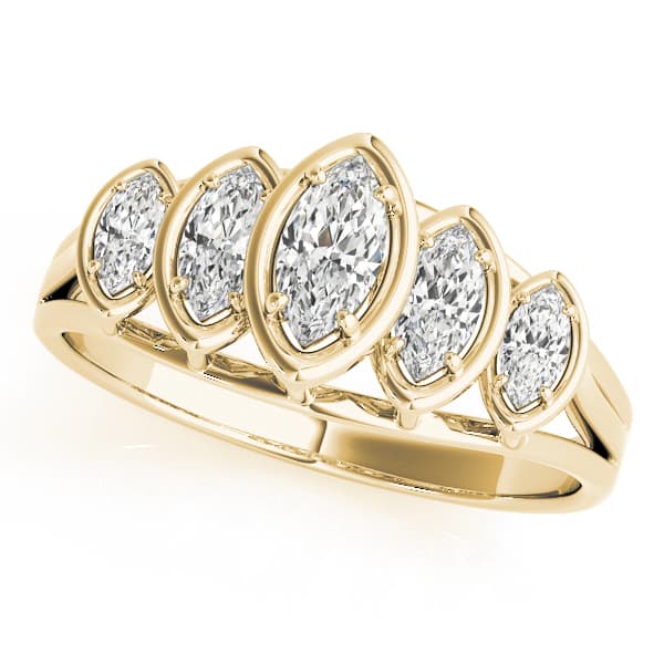 Bezel Set Marquise Wedding Band (0.44 ct. tw.), Front view in yellow gold