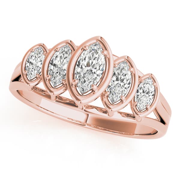 Bezel Set Marquise Wedding Band (0.44 ct. tw.), Front view in rose gold