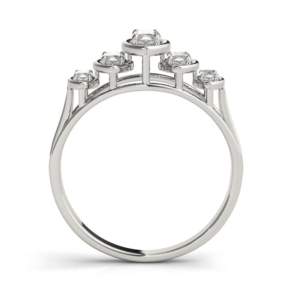 Bezel Set Marquise Wedding Band (0.44 ct. tw.), Side view in white gold or platinum