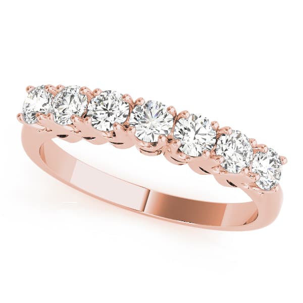 Prong Set Wedding Band (0.7 ct. tw.), Front view in rose gold