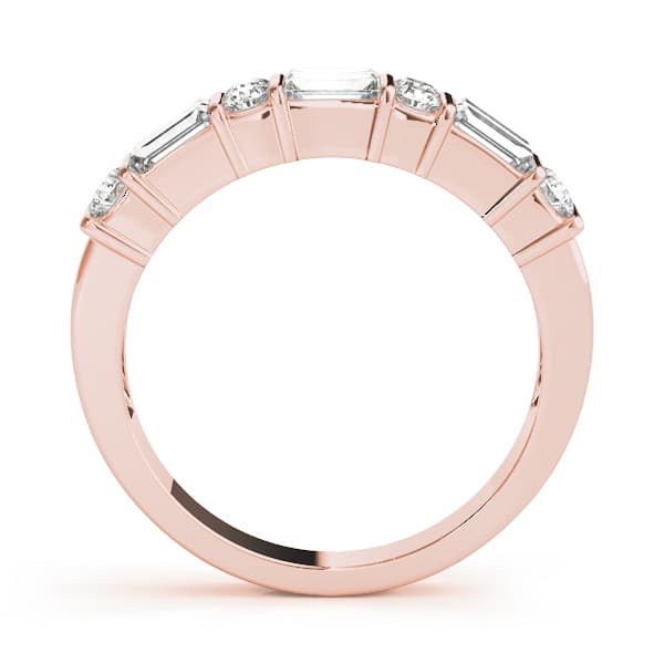Bar Set Fancy Shape Baguette Wedding Bands (1.04 ct. tw.), Side view in rose gold