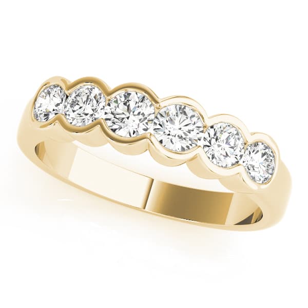 Bezel Set Wedding Band (0.72 ct. tw.), Front view in yellow gold