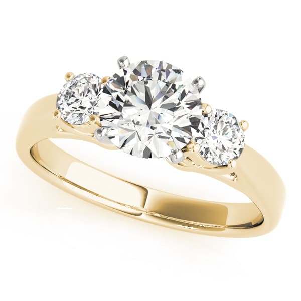 3 Stone Round Engagement Ring, style 80767, Front view in yellow gold