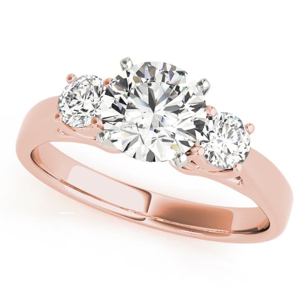 3 Stone Round Engagement Ring, style 80767, Front view in rose gold