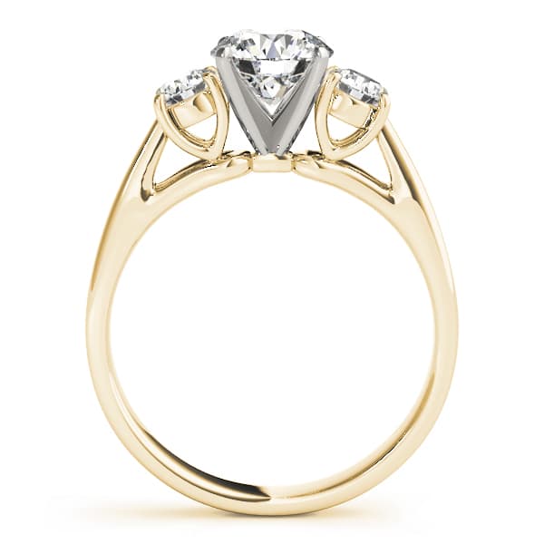 3 Stone Round Engagement Ring, style 80767, Side view in yellow gold