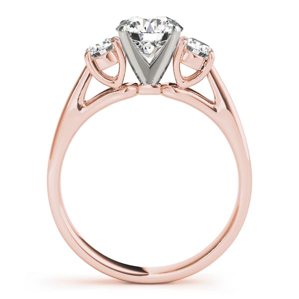 3 Stone Round Engagement Ring, style 80767, Side view in rose gold