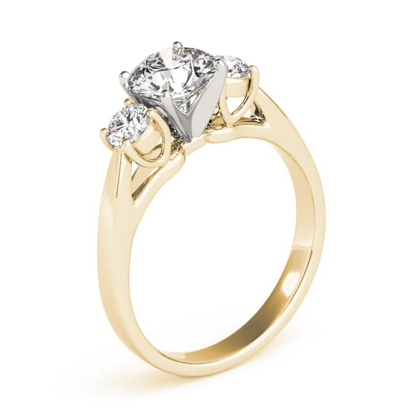 3 Stone Round Engagement Ring, style 80767, Top view in yellow gold