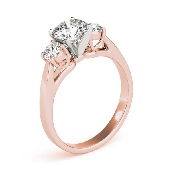 3 Stone Round Engagement Ring, style 80767, Top view in rose gold