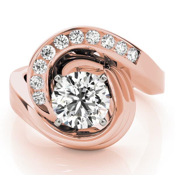 Channel Set Swirl Solitaire Engagement Ring, style 80775, On hand view in rose gold