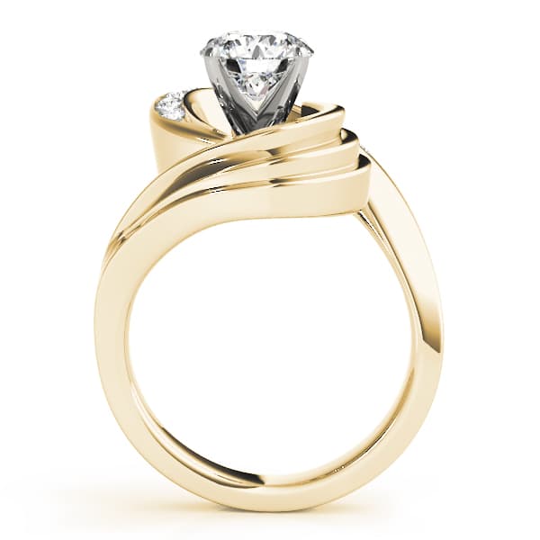 Channel Set Swirl Solitaire Engagement Ring, style 80775, Side view in yellow gold