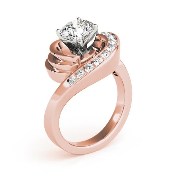 Channel Set Swirl Solitaire Engagement Ring, style 80775, Top view in rose gold