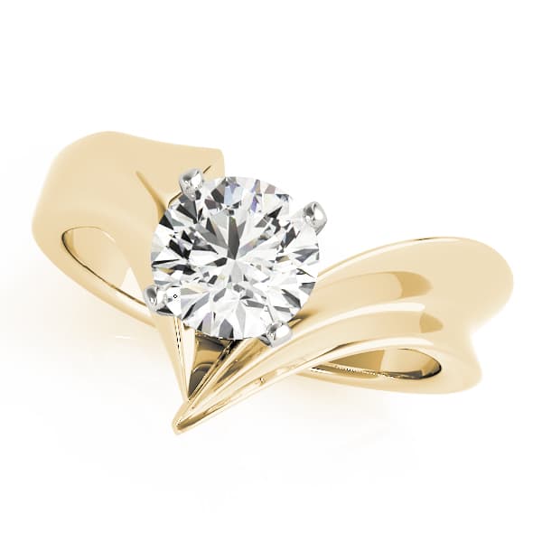 V-Shape Split Solitaire Engagement Ring, style 80789, Front view in yellow gold
