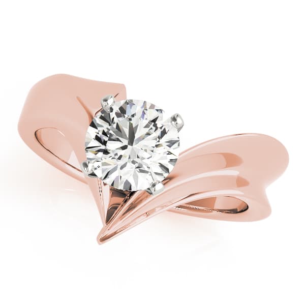 V-Shape Split Solitaire Engagement Ring, style 80789, Front view in rose gold