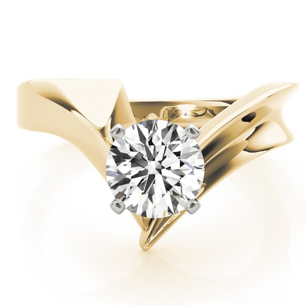 V-Shape Split Solitaire Engagement Ring, style 80789, On hand view in yellow gold