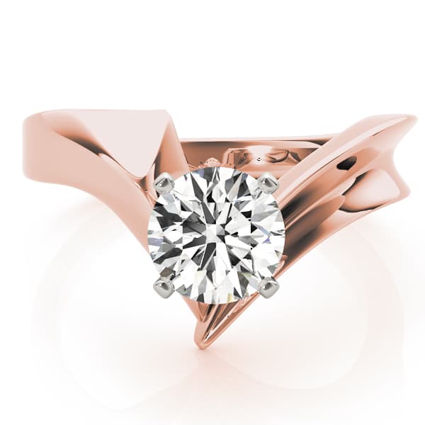 V-Shape Split Solitaire Engagement Ring, style 80789, On hand view in rose gold