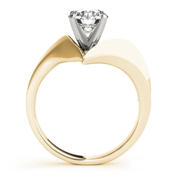V-Shape Split Solitaire Engagement Ring, style 80789, Side view in yellow gold