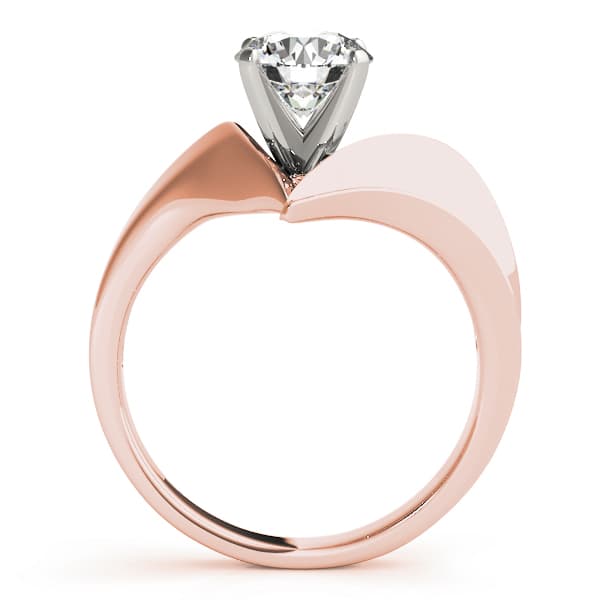 V-Shape Split Solitaire Engagement Ring, style 80789, Side view in rose gold