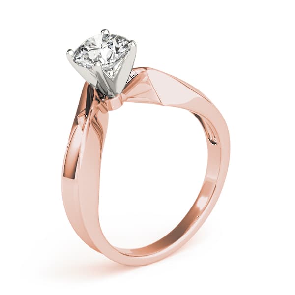 V-Shape Split Solitaire Engagement Ring, style 80789, Top view in rose gold