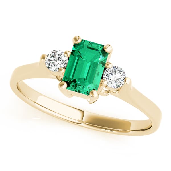 Solitaire Emerald Color Ring (0.1 ct. tw.), Front view in yellow gold