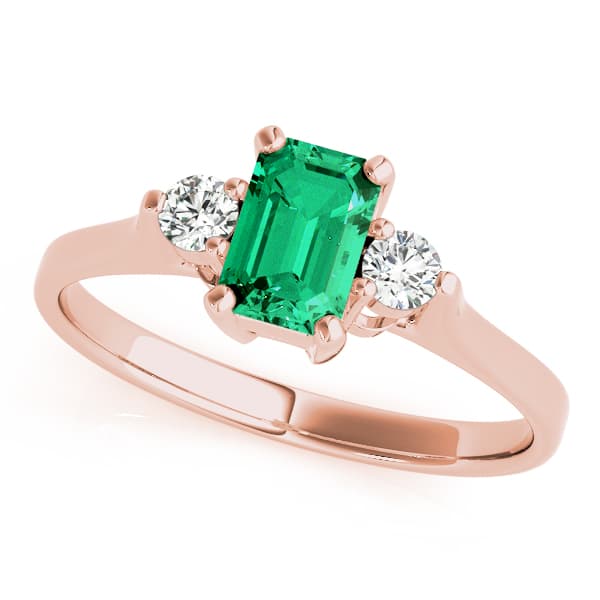 Solitaire Emerald Color Ring (0.2 ct. tw.), Front view in rose gold