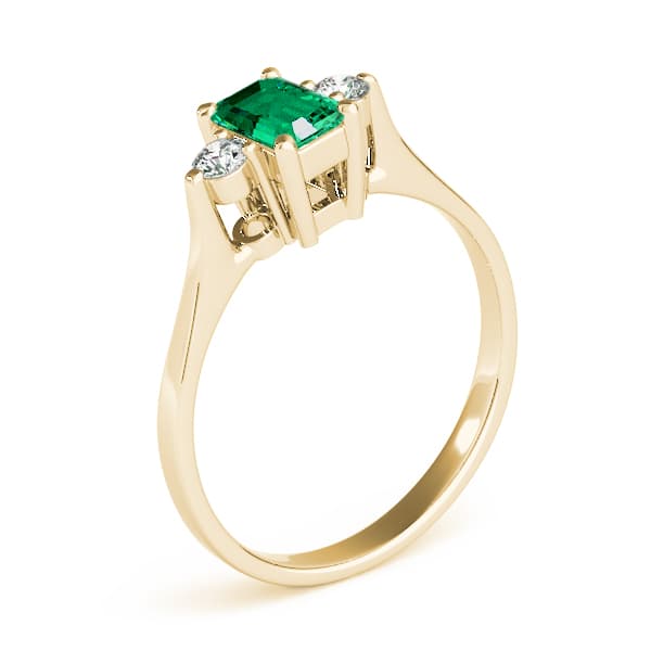 Solitaire Emerald Color Ring (0.1 ct. tw.), Angle view in yellow gold