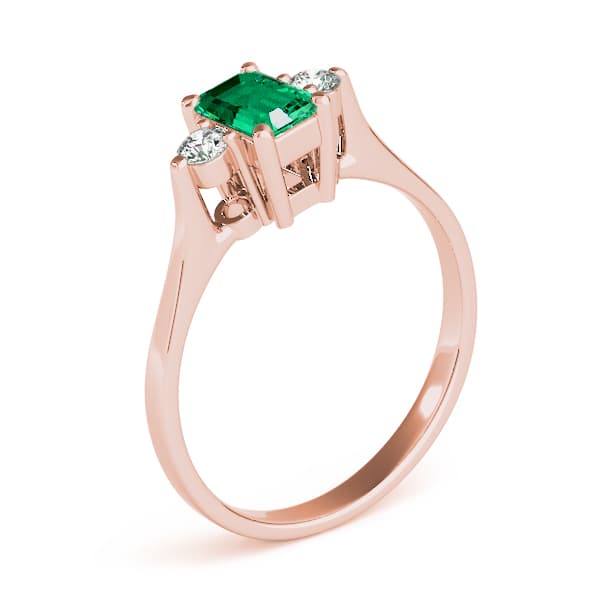 Solitaire Emerald Color Ring (0.2 ct. tw.), Angle view in rose gold