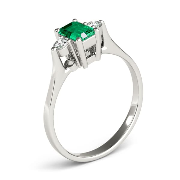 Solitaire Emerald Color Ring (0.1 ct. tw.), Angle view in white gold or platinum