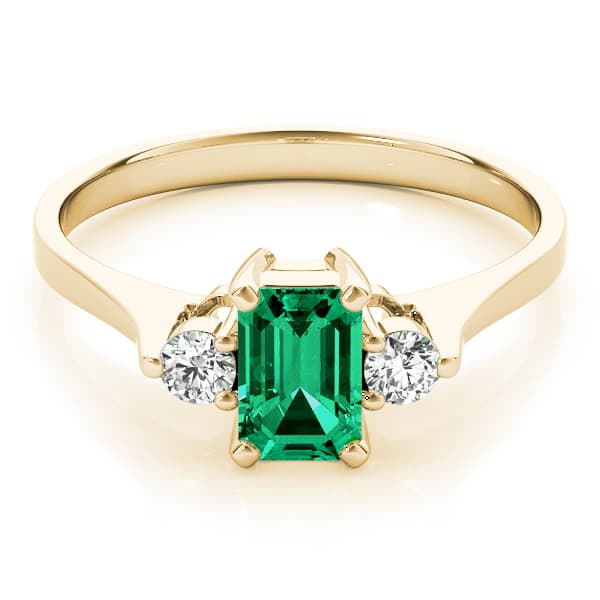 Solitaire Emerald Color Ring (0.1 ct. tw.), On hand view in yellow gold