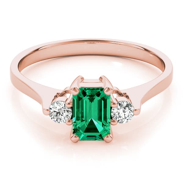 Solitaire Emerald Color Ring (0.2 ct. tw.), On hand view in rose gold