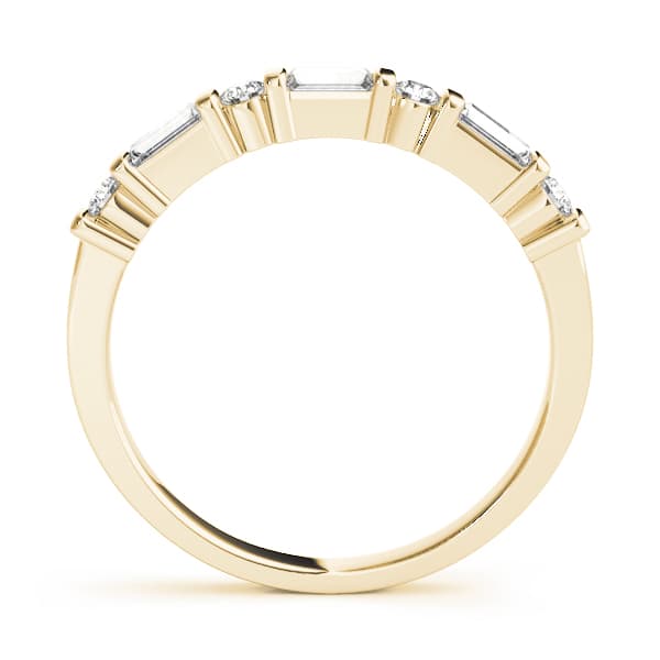 Alternating Round & Baguette Wedding Band (0.46 ct. tw.), Side view in yellow gold
