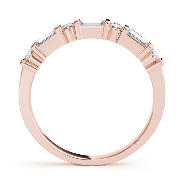 Alternating Round & Baguette Wedding Band (0.46 ct. tw.), Side view in rose gold