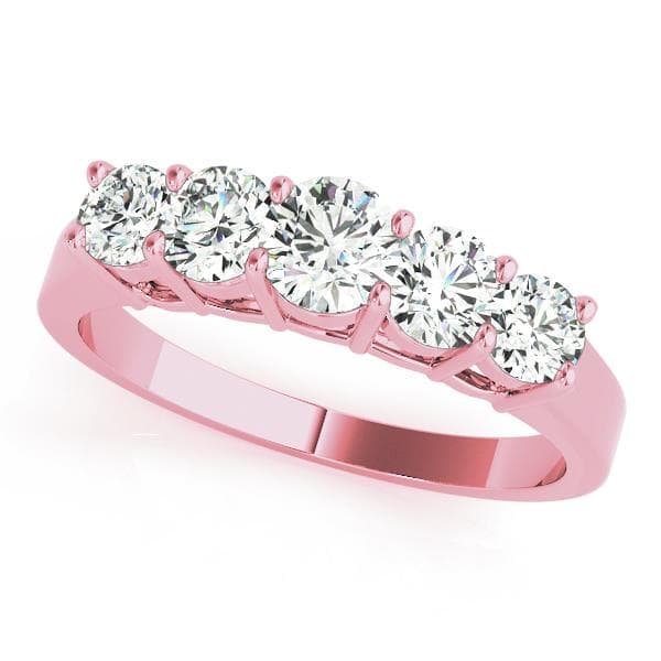 5-Stone Prong Set Wedding Band (4 ct. tw.), Front view in rose gold