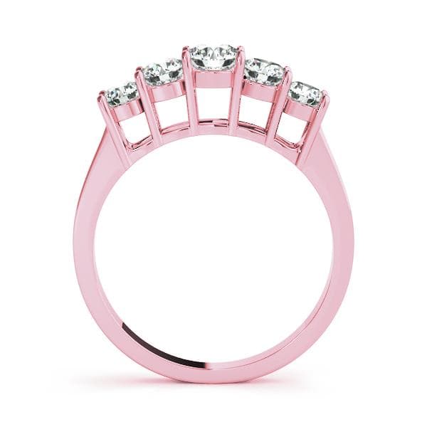 5-Stone Prong Set Wedding Band (4 ct. tw.), Side view in rose gold