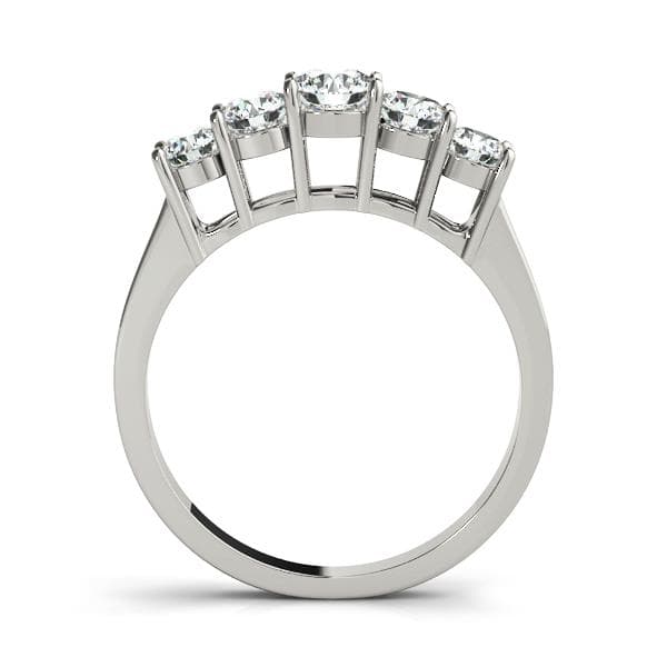 5-Stone Prong Set Wedding Band (1 ct. tw.), Side view in white gold or platinum