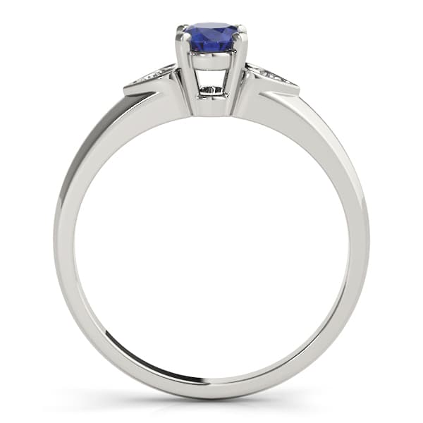 Oval Gemstone Ring (0.04 ct. tw.), Side view in white gold or platinum