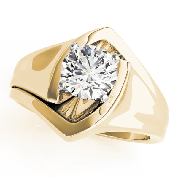Solitaire Engagement Ring, style 80857, Front view in yellow gold
