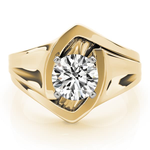 Solitaire Engagement Ring, style 80857, On hand view in yellow gold