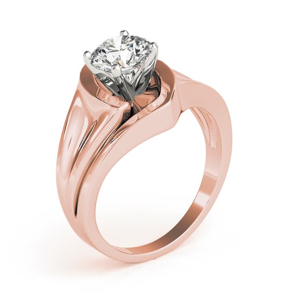 Solitaire Engagement Ring, style 80857, Top view in rose gold