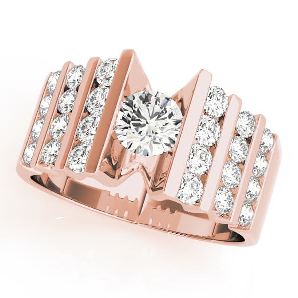 Multi-Row Engagement Ring, style 80871, Front view in rose gold