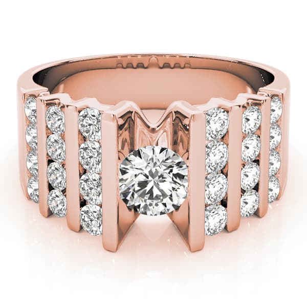 Multi-Row Engagement Ring, style 80871, On hand view in rose gold
