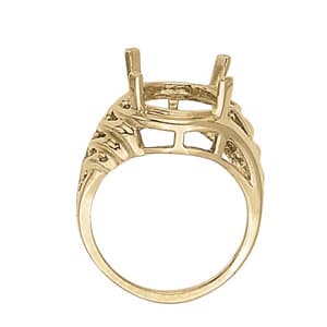 Oval Gemstone Ring, Side view in white gold or platinum