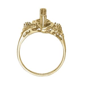 Marquise Gemstone Ring (1/8 ct. tw.), Side view in white gold or platinum