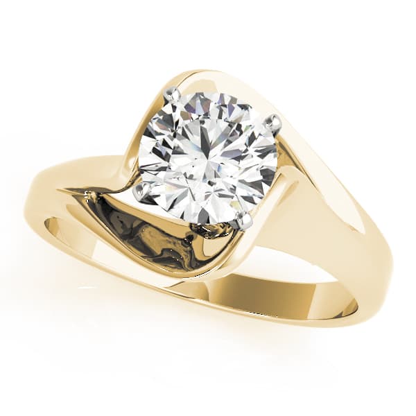Solitaire Twisted Engagement Ring, style 80909, Front view in yellow gold
