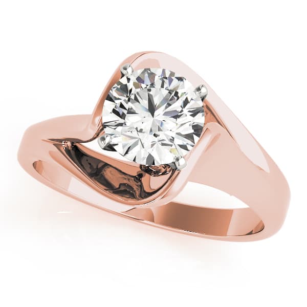 Solitaire Twisted Engagement Ring, style 80909, Front view in rose gold